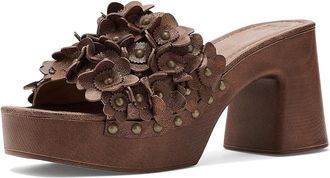 Frye and Co. Wylie Flower Slides Womens Dress Sandals Auburn : 7.5 M, Faux Leather