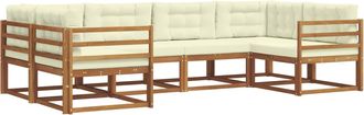 vidaXL Conjunto De Sof&aacute;s De Exterior 6 Uds. Natural Y Crema Vidaxl