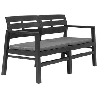 vidaXL Panchina Giardino 2 Posti Con Cuscini 133 Cm Plastica Antracite Vidaxl