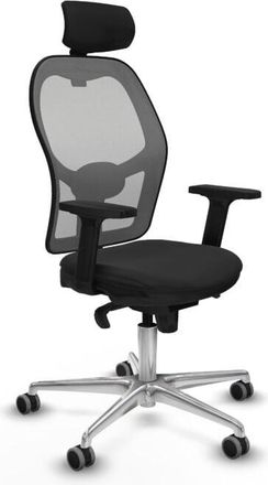 Piqueras y Crespo Piqueras Y Crespo - Jorquera sincro malla gris similpiel negro brazos 2D base aluminio cabecero 2D ruedas 65mm engomada