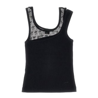 Pinko Ribbed jersey and Love Birds lace tank top Woman XS