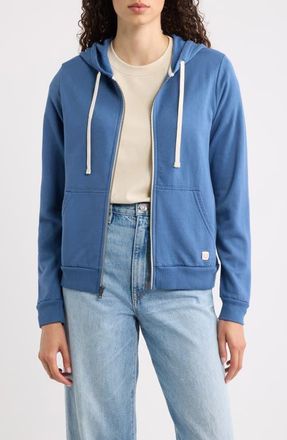 Marine Layer Afternoon Cotton Blend Zip Front Hoodie in Faded Navy at Nordstrom, Size Xx-Large
