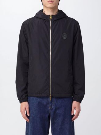 Versace Giacca a vento corta in seta e cotone con cappuccio e zip