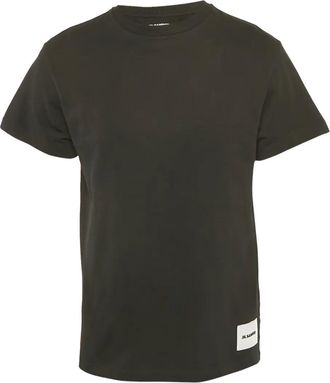 Jil Sander T-shirt girocollo con applicazione logo - Nero