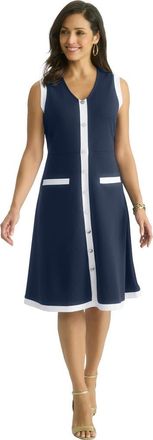 Jessica London Sleeveless Crepe Dress in White Navy at Nordstrom, Size 12