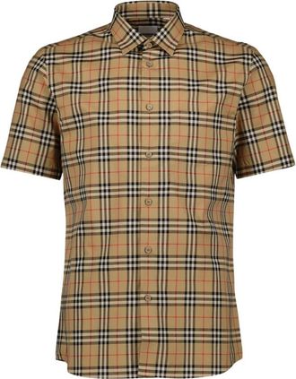 Burberry Geruite Casual Overhemd - Heren - Korte mouwen Overhemden - Veelkleurig - S - Katoen - Overhemden