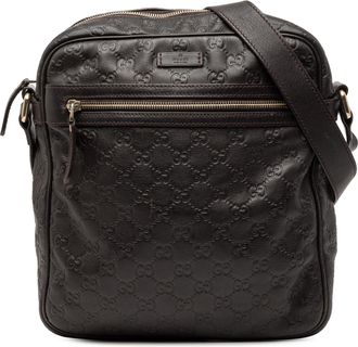 Gucci Pre-owned Womens Guccissima Crossbody - Dark Brown Leather - One Size