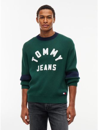 Tommy Hilfiger Mens Tommy Jeans Varsity Tommy Logo Sweater - Velvet Green - XL