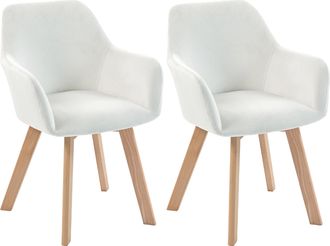OEM Juego De 2 Sillas De Comedor Modernas Tapizadas En Terciopelo Con Patas De Madera Para Sal&oacute;n 54x57x80 Cm Crema