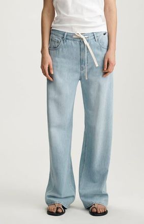 Mavi Nella Wide Leg Drawstring Jeans in Bleached Well Blue at Nordstrom, Size 30 30