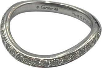 Cartier Silver Platinum 950 Band Ring (Pre-Owned)