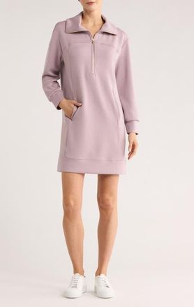 Tommy Bahama Palm Voyage Half-Zip Long Sleeve Sweatshirt Dress in Lavender Fog at Nordstrom, Size X-Small