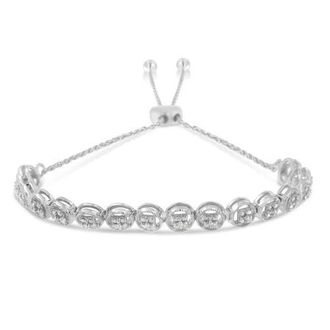 House of Brilliance Silver 1/10 Cttw Diamond Bolo Bracelet in White at Nordstrom