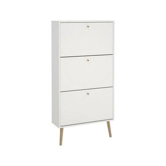 Dmora Zapatero Lillian, Zapatero, Armario De Entrada Multiusos, Zapatero, 70x24 H139 Cm, Blanco - Dmora