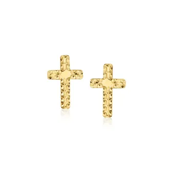 RS Pure by Ross-Simons Italian 10kt Yellow Gold Cross Earrings