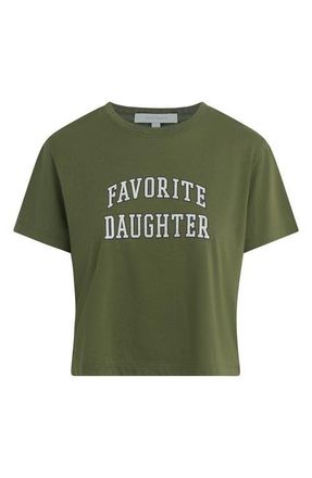 Favorite Daughter Cropped Collegiate Tee in Smoketree/Gardenia at Nordstrom, Size X-Large