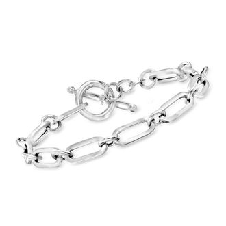 Ross-Simons Italian Sterling Silver Paper Clip Link Toggle Bracelet