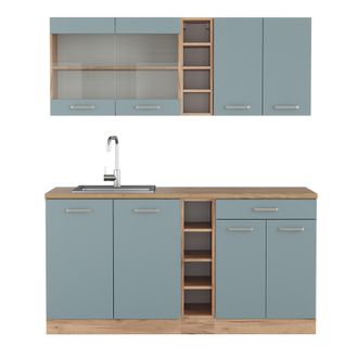 Vicco Cocina Vers&aacute;til R-line, Roble Azul-gris-dorado, 160 Cm, Et Roble