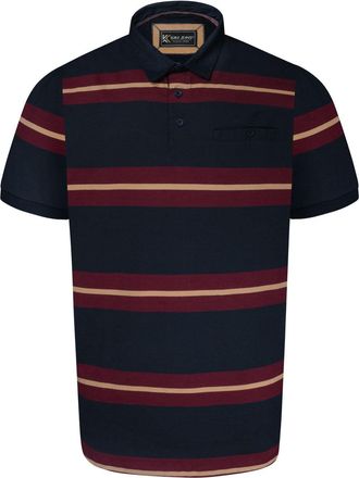 KAM Polo Shirt Striped Rugby Short Sleeve Cotton Top Mens Plus Size 2XL-8XL 5522 (UK, Alpha, 4XL, Plus, Regular, Navy)