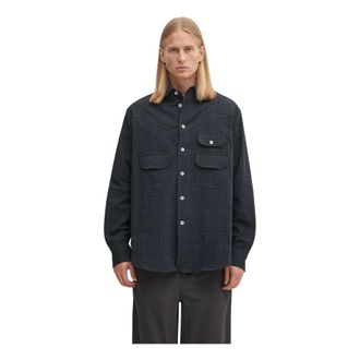 Kenzo Overhemden, Heren, Blauw, M, Katoen, Weave Workwear Overshirt