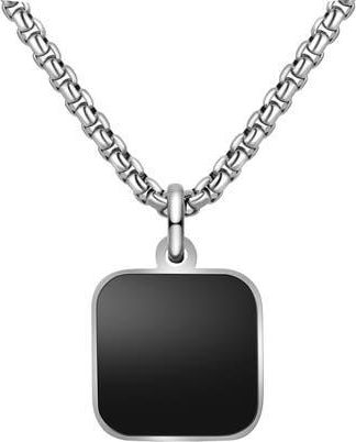 Edforce Mens Square Agate Pendant Necklace in Black at Nordstrom Rack