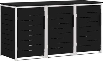 vidaXL Almacenamiento De Contenedor Con Ruedas For 3 Bins 240l Negro Vidaxl