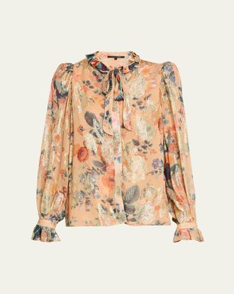 Kobi Halperin Josie Pussybow Floral Blouse