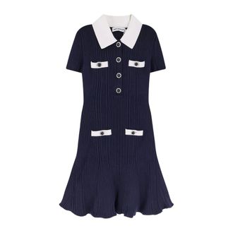 Self Portrait Contrast Collar Knit Mini Dress
