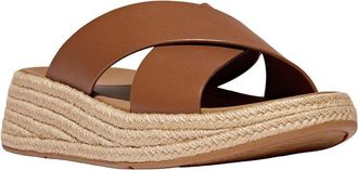 FitFlop Fitflop F-Mode Espadrille Leather Flatform Cross Slide