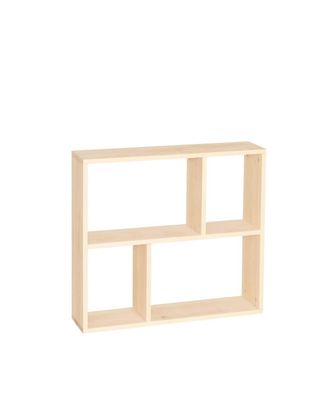 Deco Wood Mueble auxiliar de madera maciza en tono beige