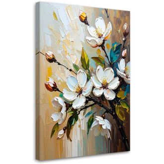Artgeist Artgeist - Quadro su tela, Fiori bianchi effetto pittura ad olio - 40x60