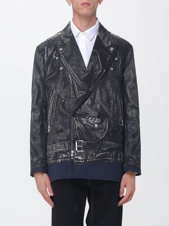Moschino Double-Breasted Cotton Blazer with All-Over Graphic Print