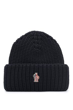 Moncler KNITTED FOLD BEANIE HAT Size: OS, colour: BLACK