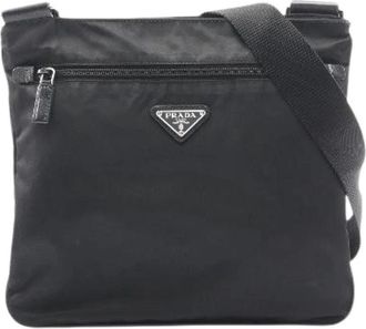 Prada Pre-owned Tessuto Saffiano Schoudertas - Dames - Vintage Schoudertas - Zwart - ONE Size - Leer - Vintage