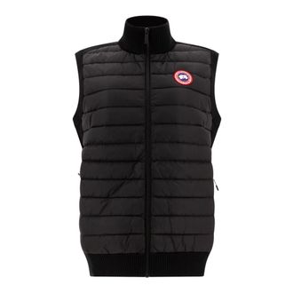 Canada Goose Jassen, Heren, Zwart, XL, Wol, Zwarte Gebreide Mouwloze Donsjas