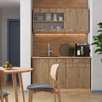 Vicco Cocina Vers&aacute;til R-line, Roble Artesanal/roble Dorado, 140 Cm, Et Antracita