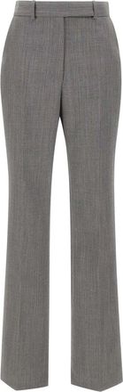 Elisabetta Franchi Grey Wool Pressed Crease Straight-Leg Pants