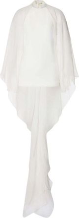 Alberta Ferretti Stretch cady blouse met chiffon mouwen - Dames - Blouses - Wit - M - Chiffon - Overhemden