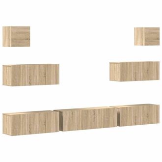 Berkfield Home 7 Piece TV Cabinet Set Sonoma Oak Engineered Wood in Light Brown