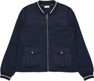 Liu Jo Light Jackets, female, Black, Size: XL Blue Zip-Up Bomber Style Sweatshirt