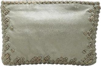 Bottega Veneta Pre-owned Clutches, female, Gray, Size: ONE SIZE Pre-owned Ayers Leather Clutch Bag