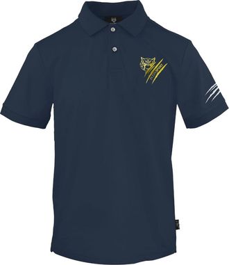 Plein Sport Marineblauw poloshirt met klein tijgerkraslogo