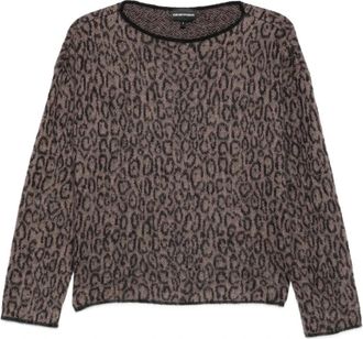 Emporio Armani Zwarte Zijde & Nylon Trui - Dames - Ronde hals truien - Veelkleurig - L - Nylon - Truien & Vesten