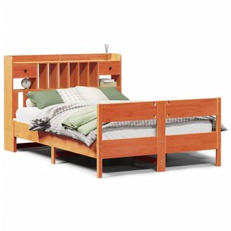 Berkfield Home Bookcase Bed without Mattress Wax Brown 160x200cm Solid Wood Pine | Size: 160x200 cm