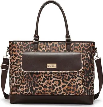 Badgley Mischka Leopard Lux Weekender Bag, Vegan Leather Duffel with Trolley Sleeve at Nordstrom, Size Large