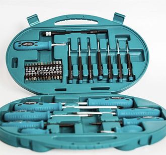 Trade Shop Trade Shop - Set Cacciaviti E Punte Kit 42 Pezzi Chrome Vanadium Con Cacciavite Di Precisione