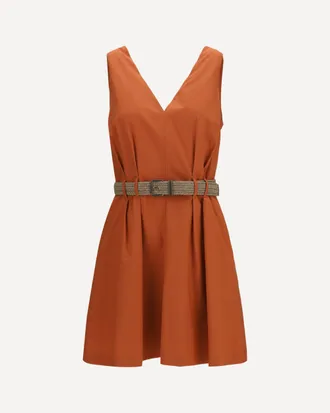 Brunello Cucinelli Pleated Dress with rope belt Female XXS