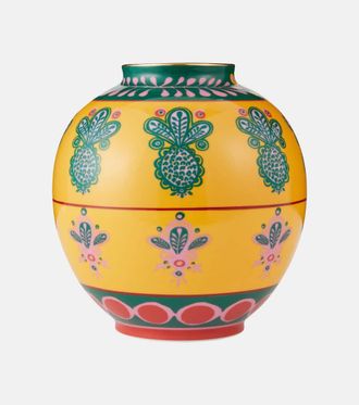 La DoubleJ Pineapple Giallo Medium porcelain vase