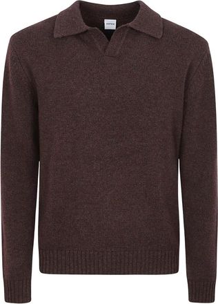 Aspesi Wolmix Polo - Heren - Polos - Bruin - M - Wol - Tops