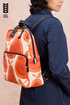 Orla Kiely Womens Red Bold Pear Print Backpack With Padded Interior And Front Pocket - One Size